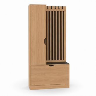 IDMarket Jack Armadio A 2 Ante In Legno E Doghe Nere Traforate Per Scarpe