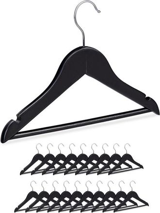 Relaxdays Pack 100 Perchas Infantiles Con Gancho Giratorio, Madera, Ni&ntilde;os Y Ni&ntilde;as, 19,5 X 30,5 X 1 Cm, Negro