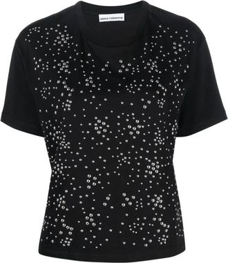 Paco Rabanne T-shirt met studs - Dames - T-shirts - Zwart - XS - Katoen - Tops