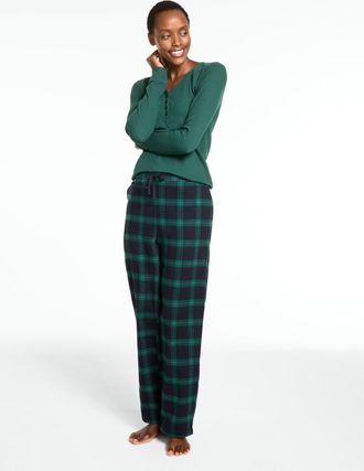 Talbots Plus Size - Cotton Flannel Pajama Set - Sapphire Black Watch - Blue - 1X Talbots