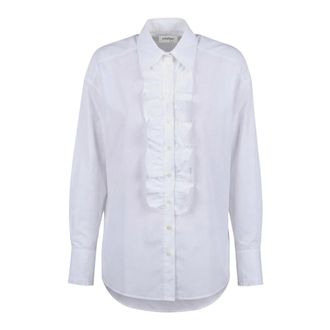 ottod'Ame Shirts, female, White, Size: 2XS Camicia con ruches in cotone