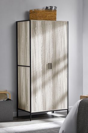 Home Discount Vida Designs Brooklyn 2 Door Wardrobe Storage Bedroom Furniture 1800 x 830 x 520 mm in Grey