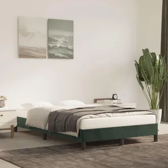 vidaXL Vidaxl - Estructura Cama Sin Colch&oacute;n Terciopelo Verde Oscuro 120x190cm