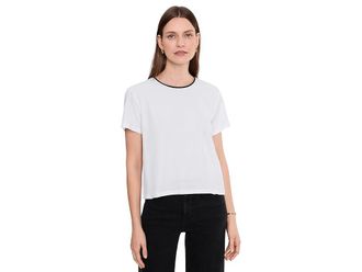 Lilla P Contrast Roll Relaxed Crew Womens Clothing White : MD, Cotton