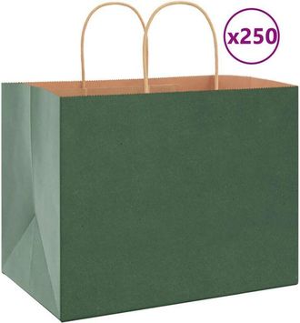 vidaXL Bolsas De Papel Con Asas 250 Uds Verde 32x22x24 Cm Vidaxl