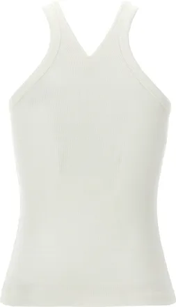 Courr&egrave;ges Ribbed Cotton Criss-Cross Tank Top - White