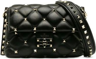 Valentino Pre-owned Cross Body Bags, female, Black, Size: ONE SIZE Pre-owned Candystud Leather Shoulder Bag