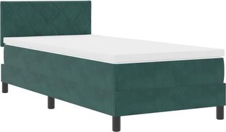 vidaXL Box Spring Bed with Mattress Dark Green 90 x 190 cm Fabric Vidaxl