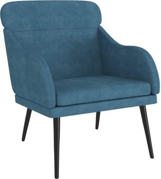vidaXL Sillón de terciopelo azul 63x76x80 cm Vidaxl