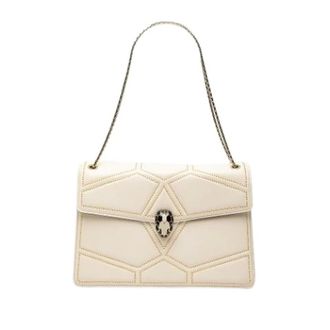 Bulgari Pre-owned Serpenti Forever Schoudertas - Dames - Pre-owned - Beige - Maat: ONE Size Zijde