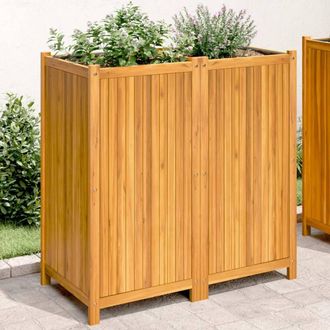 Berkfield Home Garden Planter with Liner 100x50x100 cm Solid Wood Acacia in Brown | Size: 100 x 50 x 100 cm