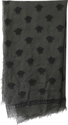 Versace Versace Medusa Print Scarf in Grey & Dark Green Silk
