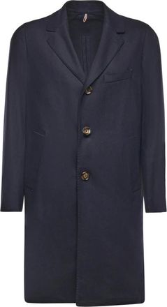 Santaniello Single-Breasted Coats - Heren - Mantel - Blauw - S - Leer - Jassen