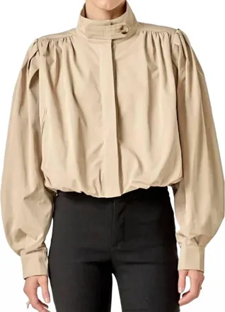 English Factory Brighton Long Sleeve Top In Beige
