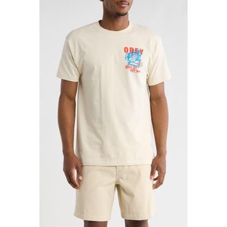 Obey Printing Press Make Art Graphic T-Shirt in Cream at Nordstrom Rack, Size Xx-Large