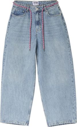 Moschino Oversize Denim Jeans met Afneembare Roze Koord - Dames - Loose Fit Jeans - Blauw - W28 - Denim - Jeans