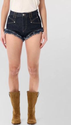 Isabel Marant denim fringed mini shorts