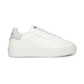 Crime London Sneakers, female, White, Size: 11 US White Leather Sneakers with Round Toe
