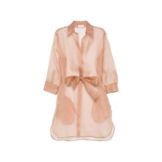 Mazzarelli Shirts, female, Pink, Size: L Iris 3 Organza