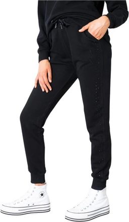 A|X Armani Exchange Zwarte Katoenen Broek met Zijzakken - Dames - Sweatpants - Zwart - S - Katoen - Broeken