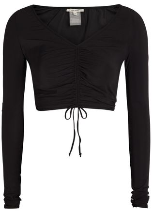 Nensi Dojaka Ruched Stretch-jersey Crop top - Black - 36 (UK4 / Xxs)
