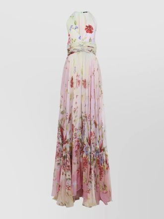 Roberto Cavalli silk floral-print halterneck cutout maxi dress