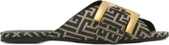 Balmain Anthem monogram-pattern sandals - Black