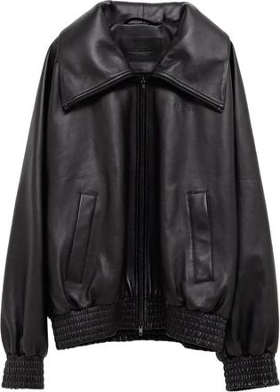Balenciaga Logo-debossed Leather Jacket