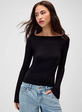 Twik Womens Bell-sleeve boat-neck T-shirt