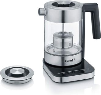 GRAEF Hervidor De Agua De Cristal Graef Wk350, 1 Litro, Dise&ntilde;o De Alta Calidad, Cristal Schott Duran, Acero Inoxidable, Ajuste De Temperatura, Colador De T&eacute;