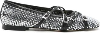 Mach & Mach Crystal Net Ballerina Flats - Dames - Ballerinas - Grijs - 36 1/2 EU - Leer - Schoenen