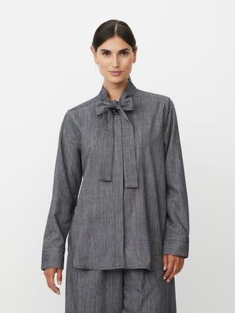 Masai Lannie Long Sleeve Neck Tie Shirt in Dark Denim at Nordstrom, Size Xx-Large