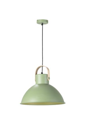 Els Banys L&aacute;mpara techo met&aacute;lica embellecedor madera acabado verde