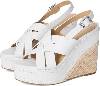 Michael Kors Nora Wedge High Womens Heels Optic White : 9.5 M, Leather
