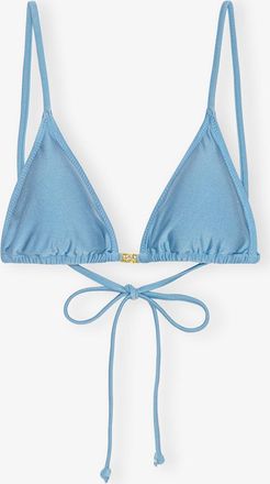 Ganni Blue String Bikini Top - Size 10/12 Recycled Nylon