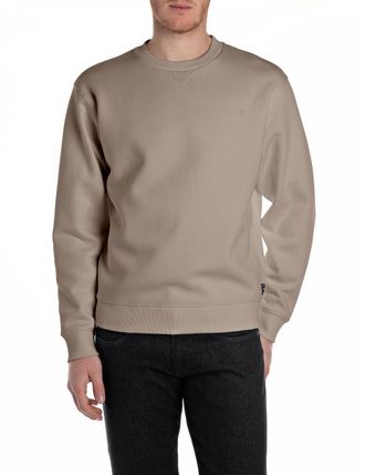 Replay Sweatshirt REPLAY, Herren, Gr. 3XL, grau (stone), Sweatware, Obermaterial: 80% Baumwolle, 20% Polyester, unifarben, regular fit normal, Rundhals, Ripp