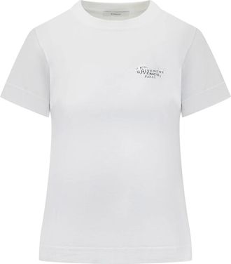 Givenchy T-Shirts, female, White, Size: XS T-shirt in cotton with stamp print