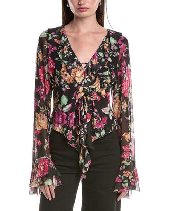 AFRM Afrm Cadence Ruffle Front Lace-Up Top