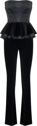 Elisabetta Franchi Gazar en fluweel jumpsuit - Dames - Jumpsuits - Zwart - XL - Jumpsuits & Playsuits
