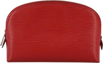 Louis Vuitton Cosmetic Pouch Red Leather Clutch Bag (Pre-Owned)