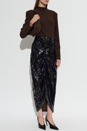 Rotate Dress With A Sequin Hem, Womens, Brown