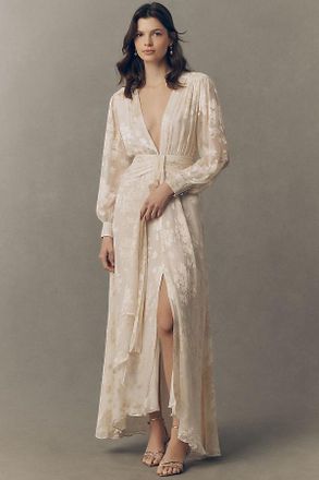 Rixo Meera Plunge-Neck Silk Blend Maxi Dress