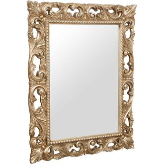 Biscottini International Biscottini - wooden wall mirror with antique silver leaf finish made in italy