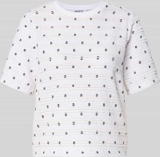 Jake*s Casual T-Shirt mit Rundhalsausschnitt in Offwhite, Größe L