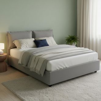 Dmora Dmora - Cama Matrimonial Dabdelli, Cama Contenedor Con Revestimiento De Tela, 100% Made In Italy, Apertura Frontal, Adecuado Para Colch&oacute;n Cm 160x200, 