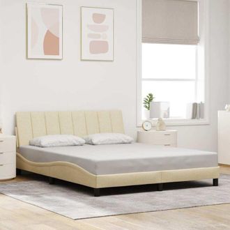 vidaXL Cama Sin Colch&oacute;n Tela Color Crema 160x200 Cm Vidaxl