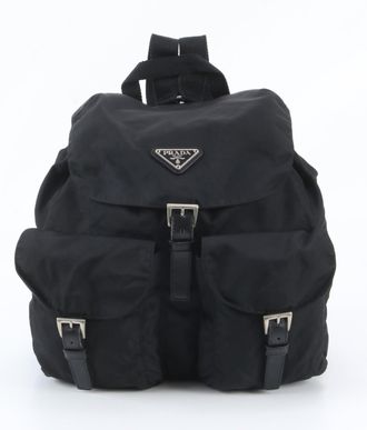 Prada Black Leather Nylon Backpack (Pre-Owned)