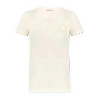 Moncler T-Shirts, female, Yellow, Size: XS Crew-neck Logo T-shirt