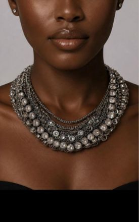 R.J. Graziano Layered Beaded Necklace In Silver