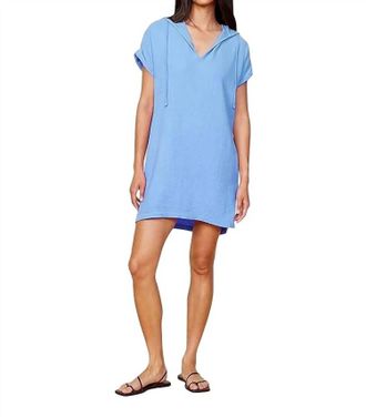 Monrow Gauzed Hooded Coverup Dress In Sky Blue